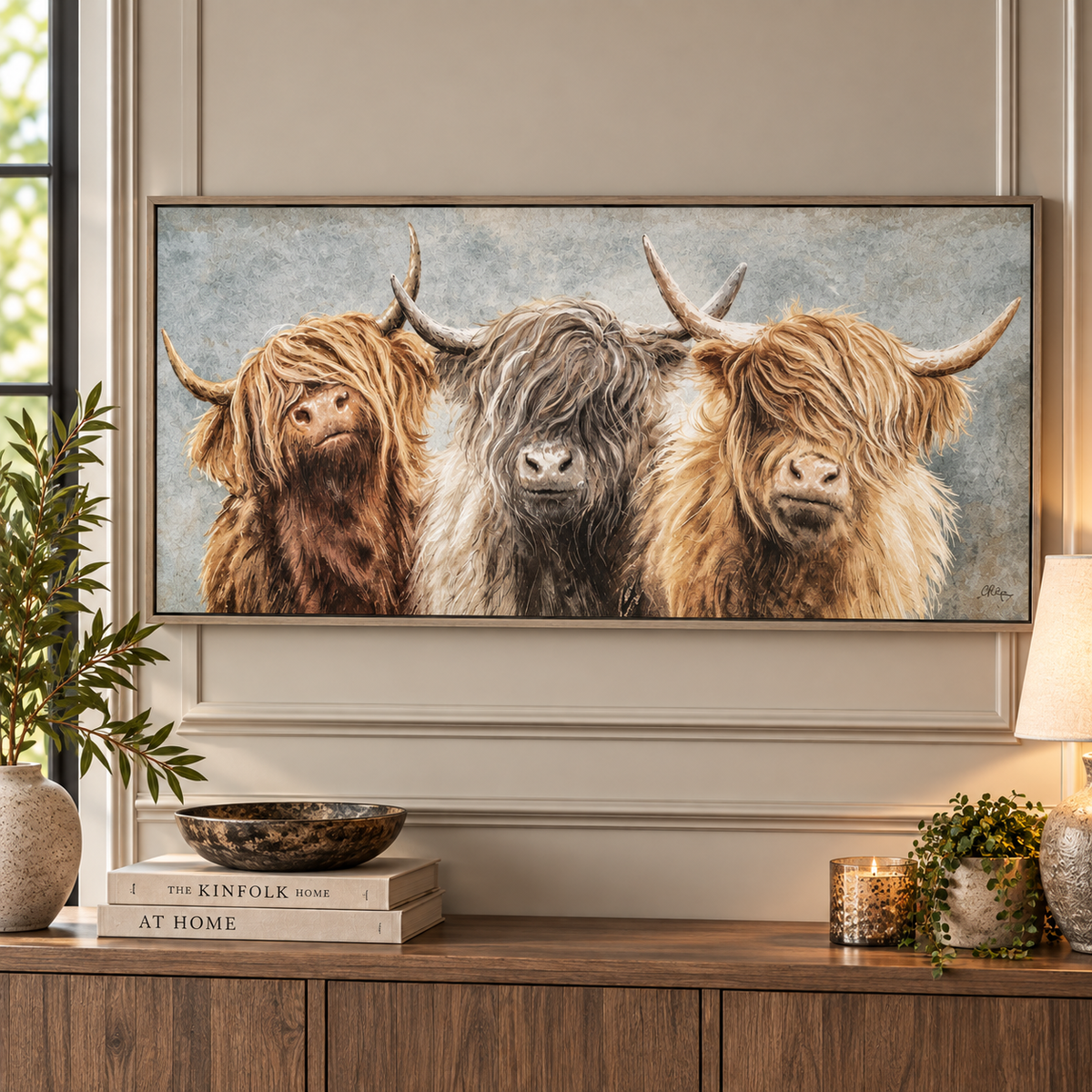 THREE OF A KIND FRAMED CANVAS Curated by simply Hazel