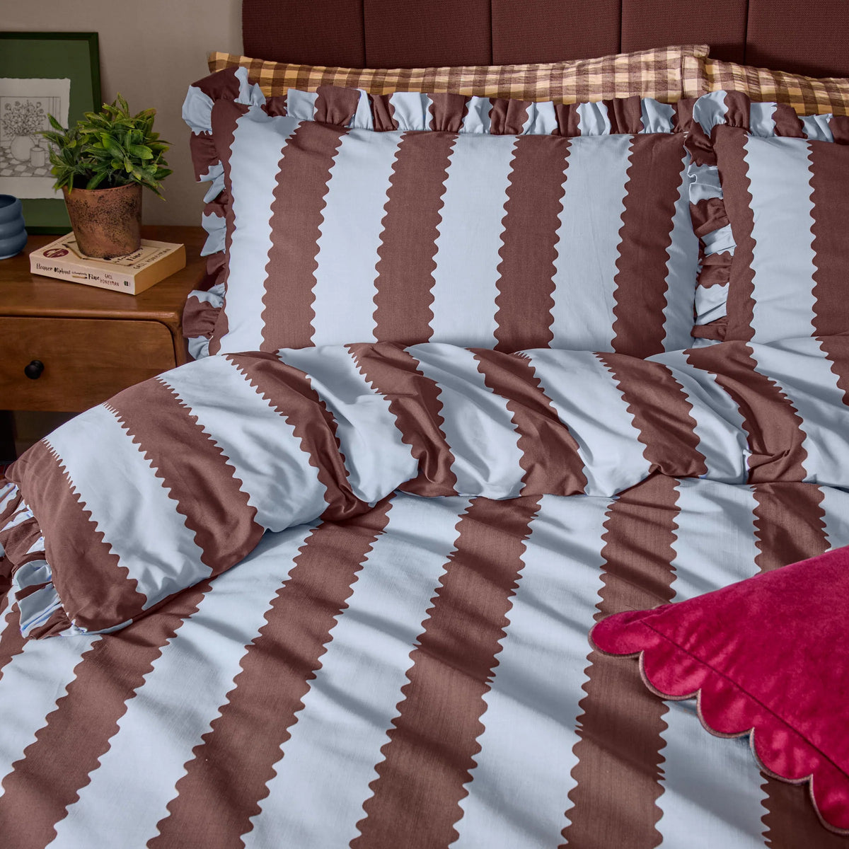 BIRDIE STRIPE RUFFLE DUVET COVER SET | Wylder