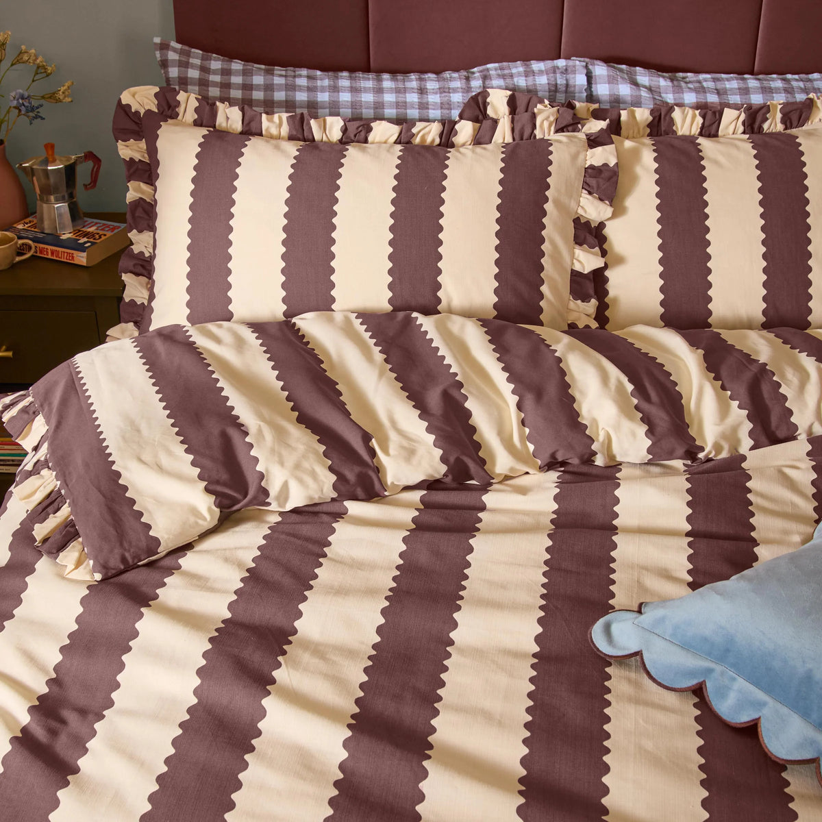 BIRDIE STRIPE RUFFLE DUVET COVER SET | Wylder