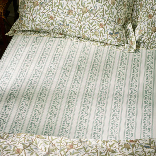 Morris & Co (Riva Home) Fitted Sheet Double / Sage BIRD AND POMEGRANATE FITTED SHEET by William Morris at Home