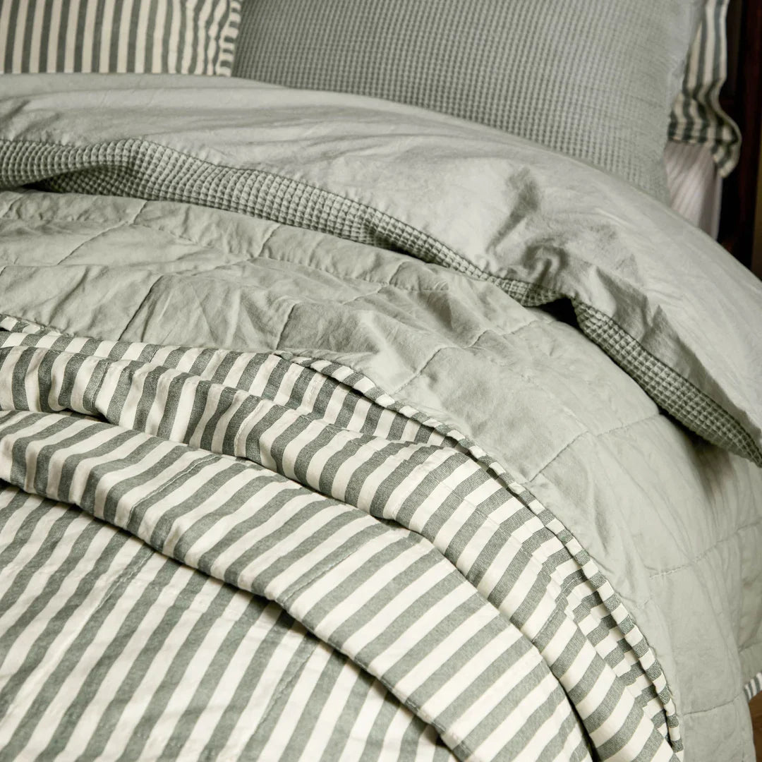 Yard (Riva Home) Bedspread/Throw HEBDEN QUILTED STRIPE COTTON BEDSPREAD by Yard