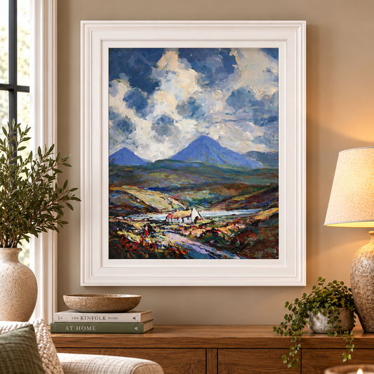 IRISH FISHER VILLAGE FRAMED PRINT – WHITE FRAMEE | House of Irish Art