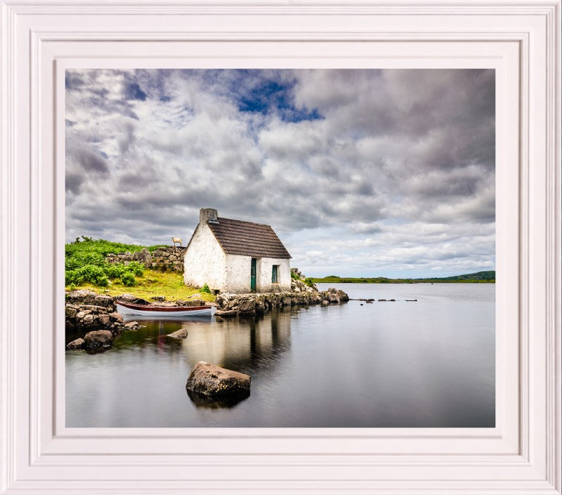FISHERMAN’S HUT FRAMED PRINT – WHITE FRAME | House of Irish Art