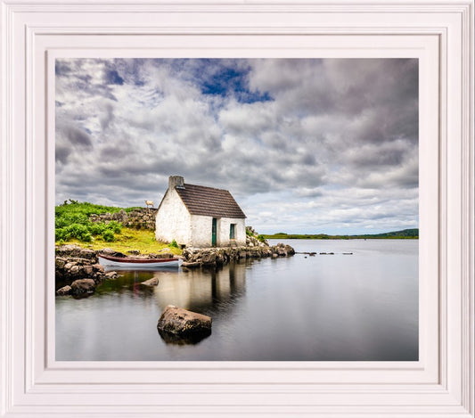 FISHERMAN’S HUT FRAMED PRINT – WHITE FRAME | House of Irish Art
