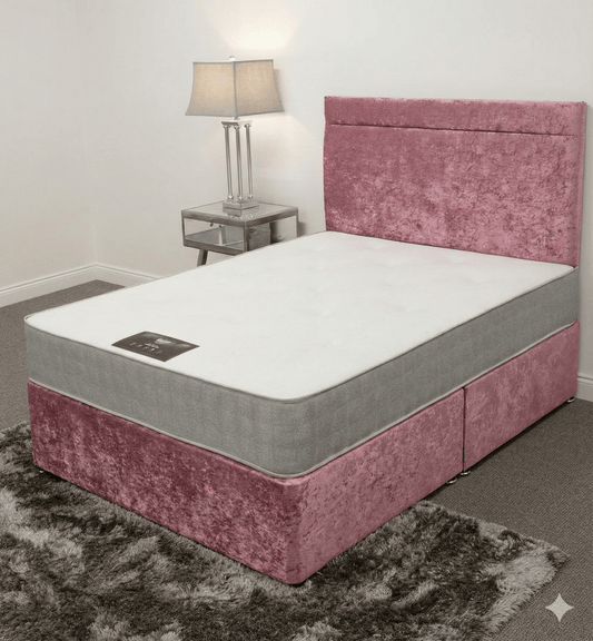 Aurora Bed Base 3ft Single / No Drawer / Spiced Velvet Pink AURORA BED DIVAN BASE by Aurora