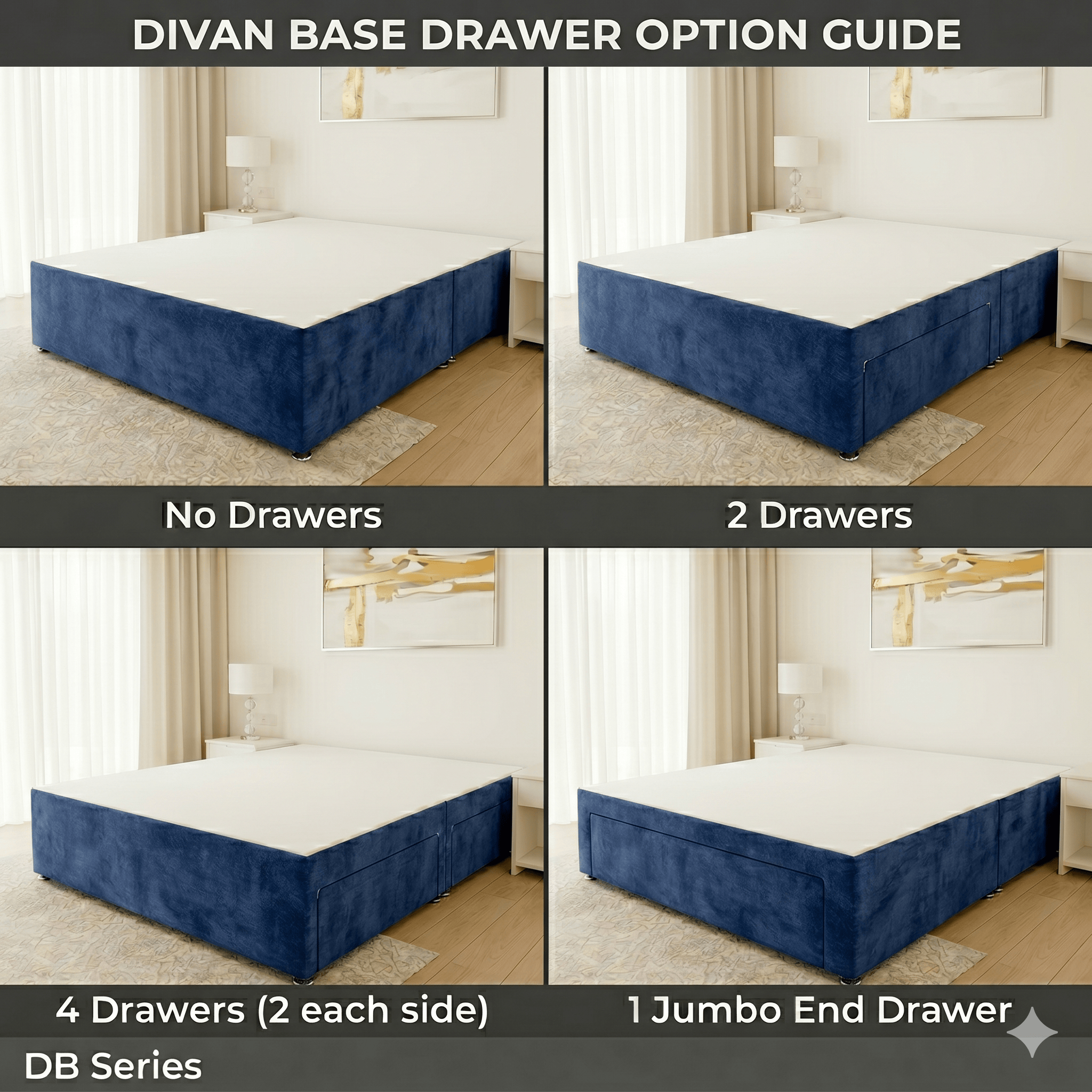 Aurora Bed Base Single / No Drawer / Spiced Denim DIVAN BASE SPICED VELVET by Aurora Beds