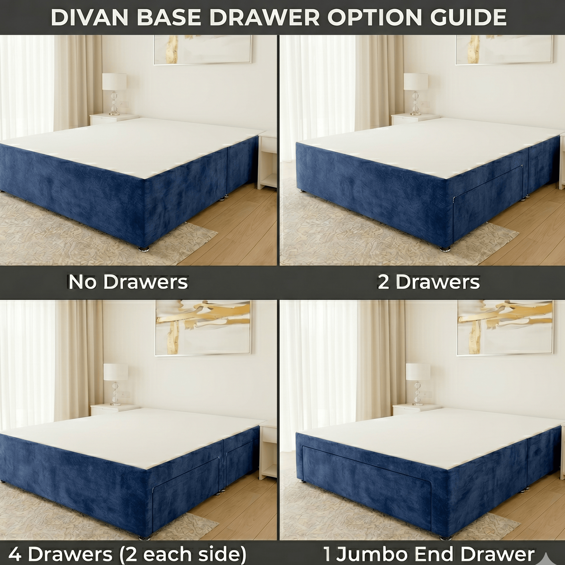 Aurora Bed Base Single / No Drawer / Spiced Denim DIVAN BASE SPICED VELVET by Aurora Beds