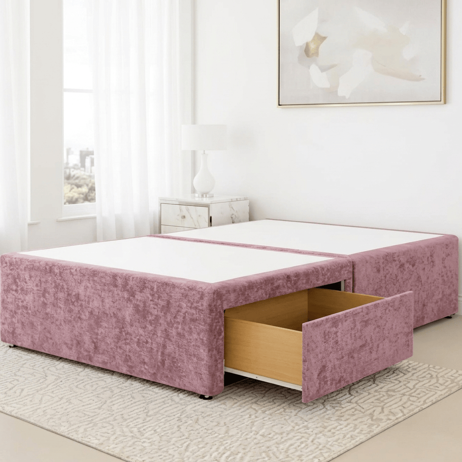 Aurora Bed Base Single / No Drawer / Spiced Pink DIVAN BASE SPICED VELVET by Aurora Beds