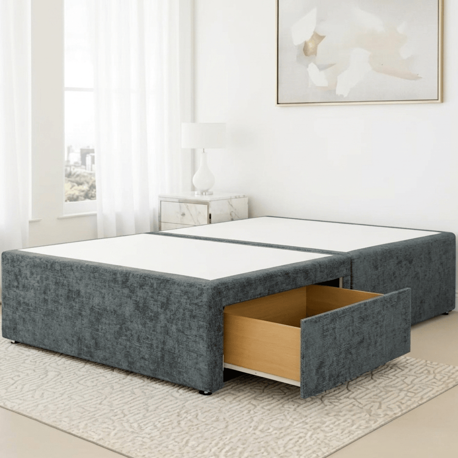 Aurora Bed Base Single / No Drawer / Spiced Velvet Petrol DIVAN BASE SPICED VELVET by Aurora Beds