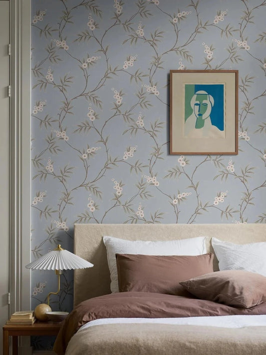 Boråstapeter Boråstapeter Wallpaper Floral Tree Blue – by Boråstapeter