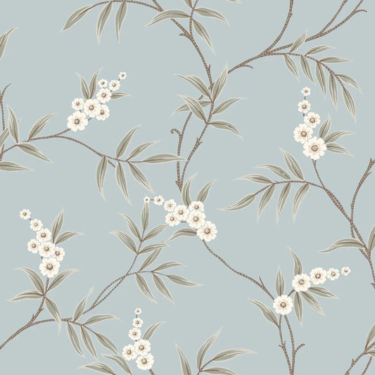 Boråstapeter Boråstapeter Wallpaper Floral Tree Blue – by Boråstapeter