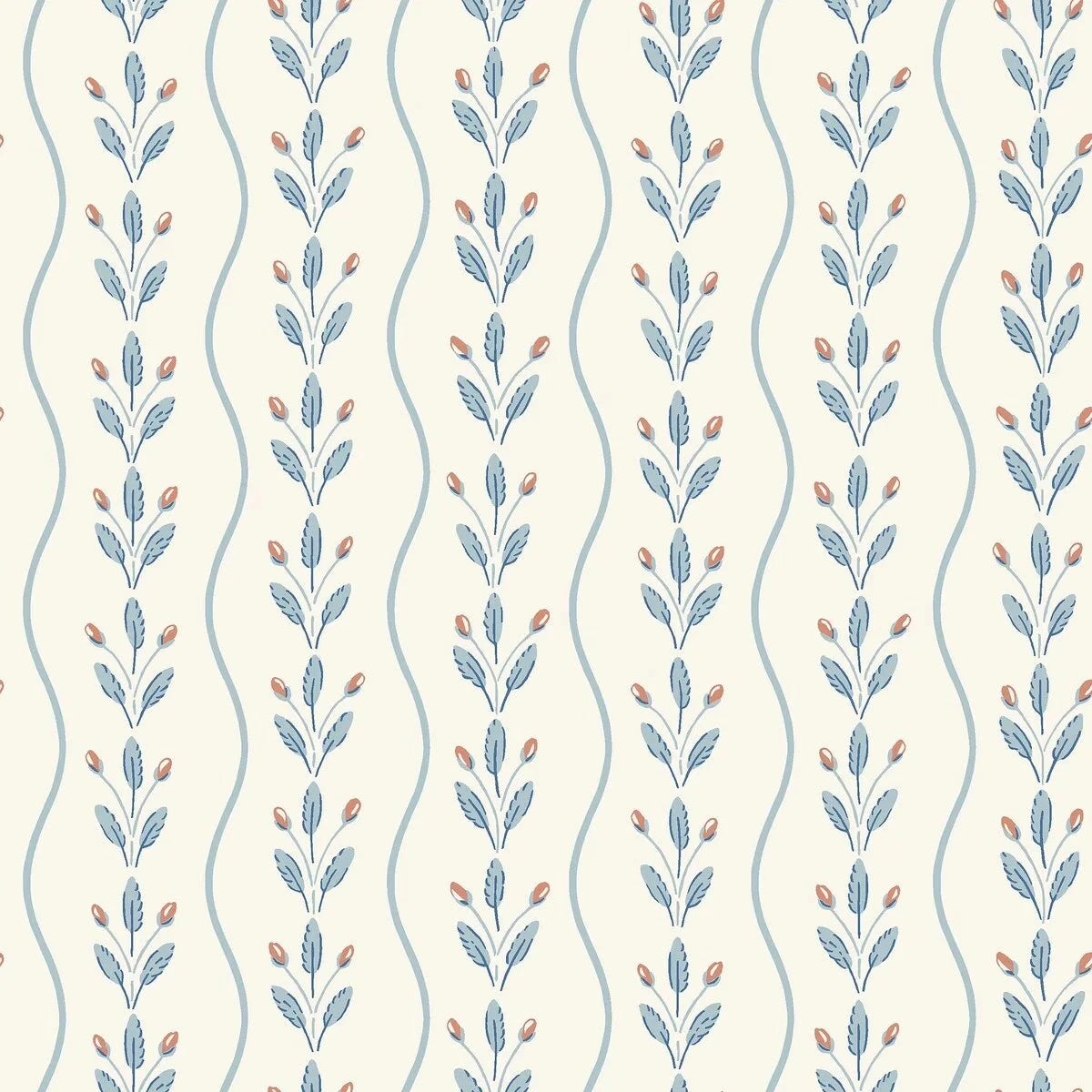 Boråstapeter Boråstapeter Wallpaper Flower Buds Blue Wallpaper by Boråstapeter (10 metre roll)
