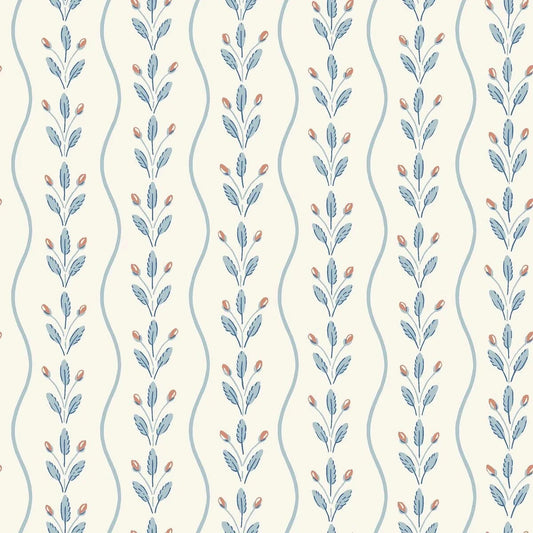Boråstapeter Boråstapeter Wallpaper Flower Buds Blue Wallpaper by Boråstapeter (10 metre roll)