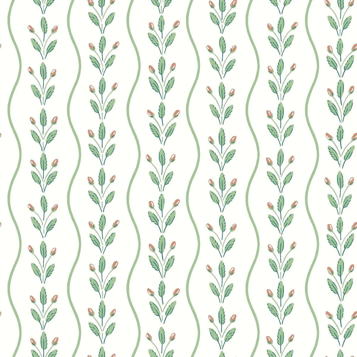 Boråstapeter Boråstapeter Wallpaper Flower Buds Green Wallpaper by Boråstapeter (10 metre roll)