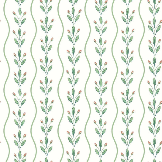 Boråstapeter Boråstapeter Wallpaper Flower Buds Green Wallpaper by Boråstapeter (10 metre roll)