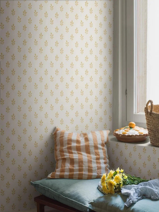 Boråstapeter Boråstapeter Wallpaper Little Oak Yellow – by Boråstapeter (10 metre roll)