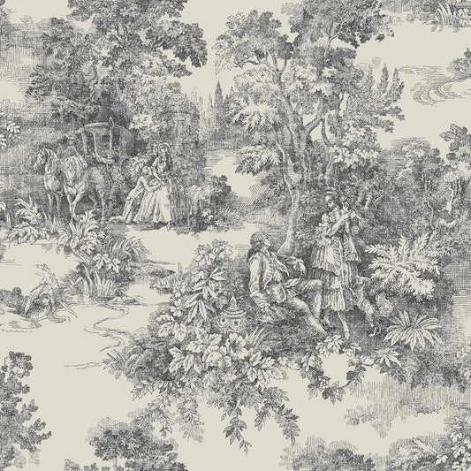 Boråstapeter Boråstapeter Wallpaper Toile de Jouy Black – by Boråstapeter