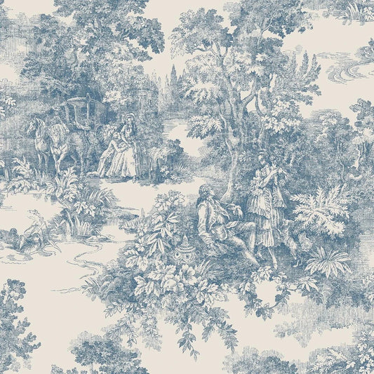 Boråstapeter Boråstapeter Wallpaper Toile de Jouy Blue – by Boråstapeter