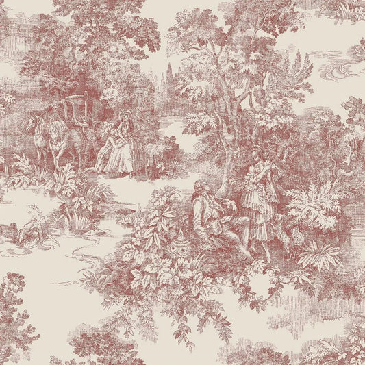 Boråstapeter Boråstapeter Wallpaper Toile de Jouy Red – by Boråstapeter