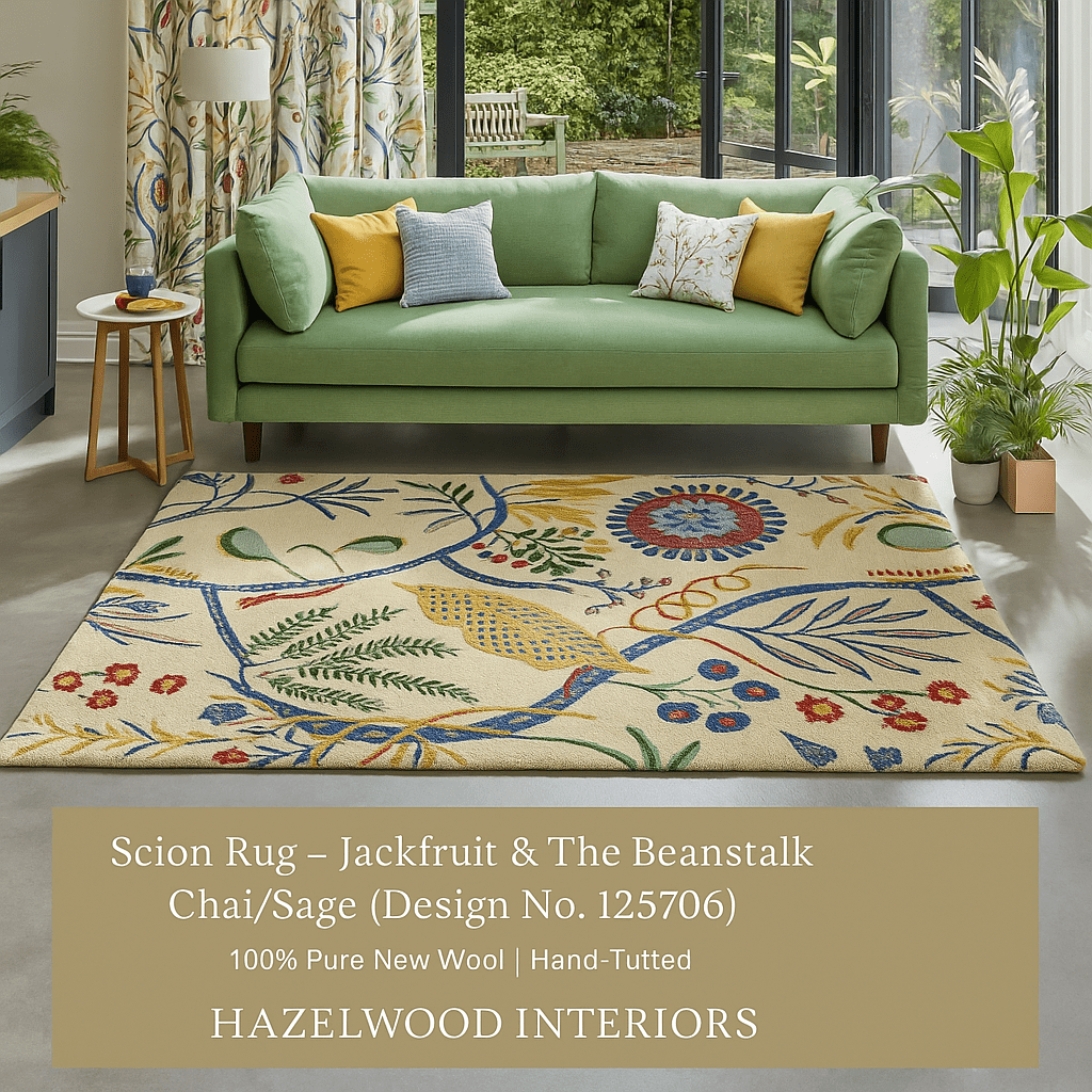 Brink & Campman Designer Rugs JACKFRUIT & THE BEANSTALK  Chai / Sage | Design No. 125706 by Scion