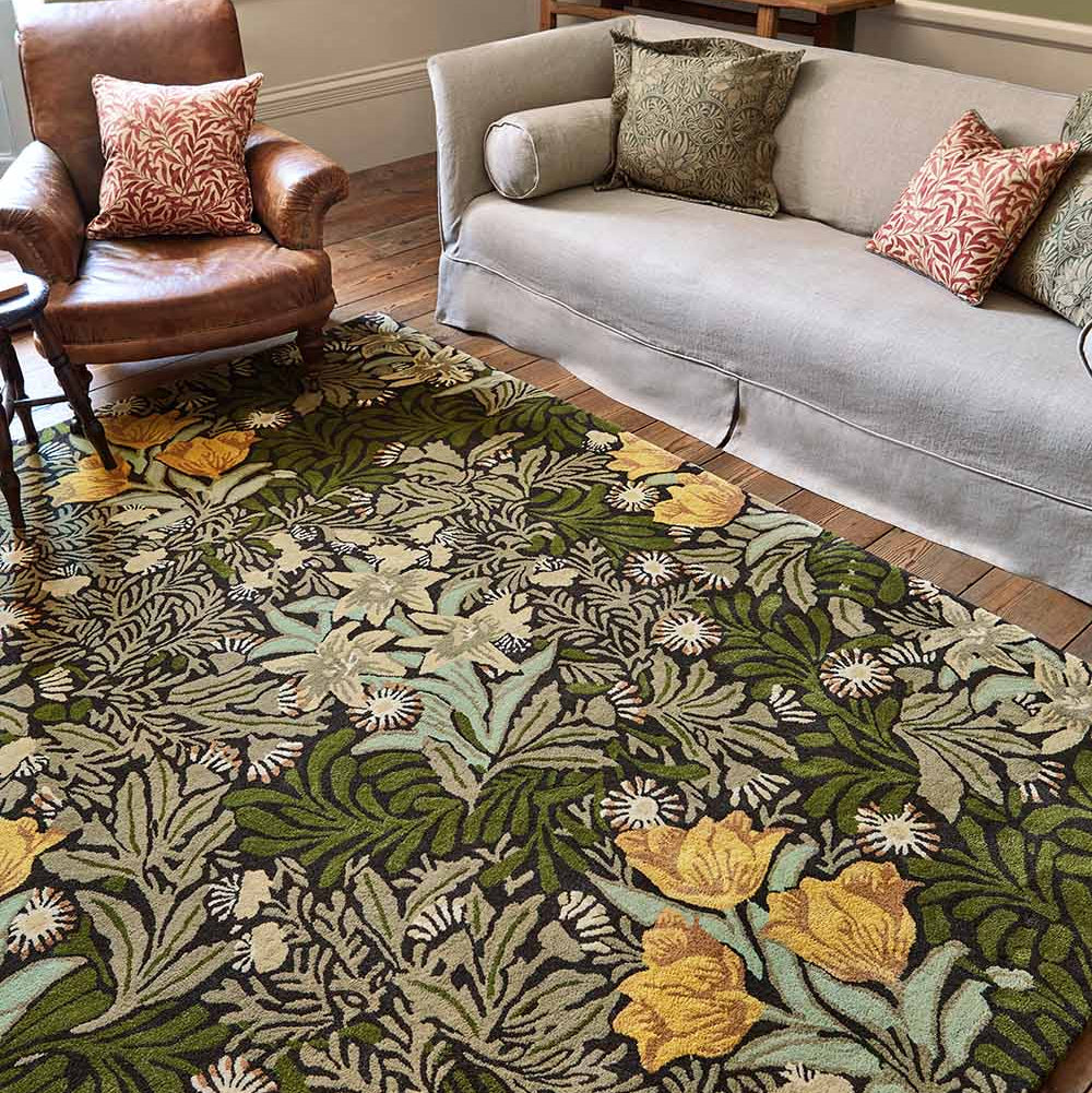 Brink & Campman Designer Rugs Morris & Co. Bower Pure Wool Rug (available in Indigo or Twining Vine Green) by Brink & Campman