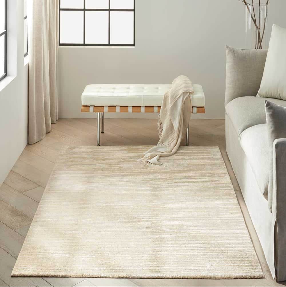 Calvin Klein (Nourison & Home) Designer Rugs 114 cm by 175 cm (3 ft 9 in by 5 ft 9 in) / Ivory CALVIN KLEIN LINEAR CK010 AREA RUG by Nourison