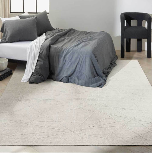 Calvin Klein (Nourison & Home) Designer Rugs 160 cm by 221 cm (5 ft 3 in by 7 ft 3 in) / Ivory Grey CALVIN KLEIN WANDER WND01 AREA RUG by Nourison