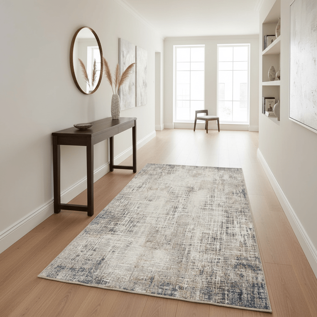 Calvin Klein (Nourison & Home) Designer Rugs 229 cm x 66 cm (7’6” x 2’2”) - Runner / Blue Multi CALVIN KLEIN INFINITY AREA RUG by Nourison