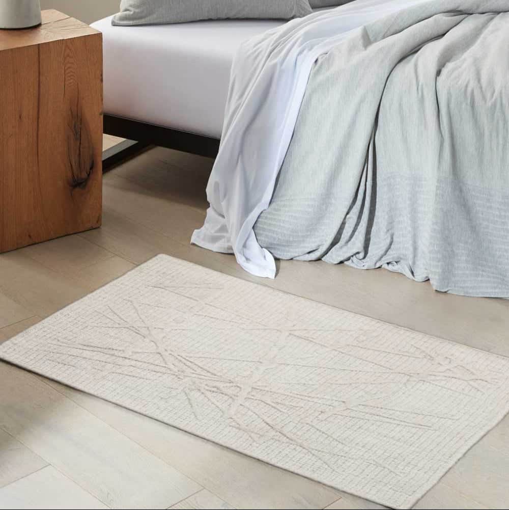 Calvin Klein (Nourison & Home) Designer Rugs 61 cm by 91 cm (2 ft by 3 ft) / Ivory Grey CALVIN KLEIN WANDER WND01 AREA RUG by Nourison