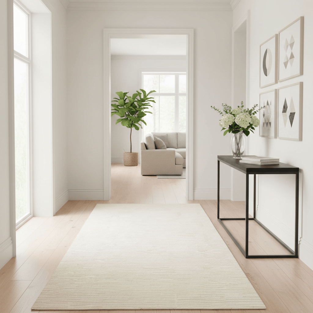 Calvin Klein (Nourison & Home) Designer Rugs 69 cm by 244 cm (2 ft 3 in by 8 ft) / Ivory CALVIN KLEIN LINEAR CK010 AREA RUG by Nourison