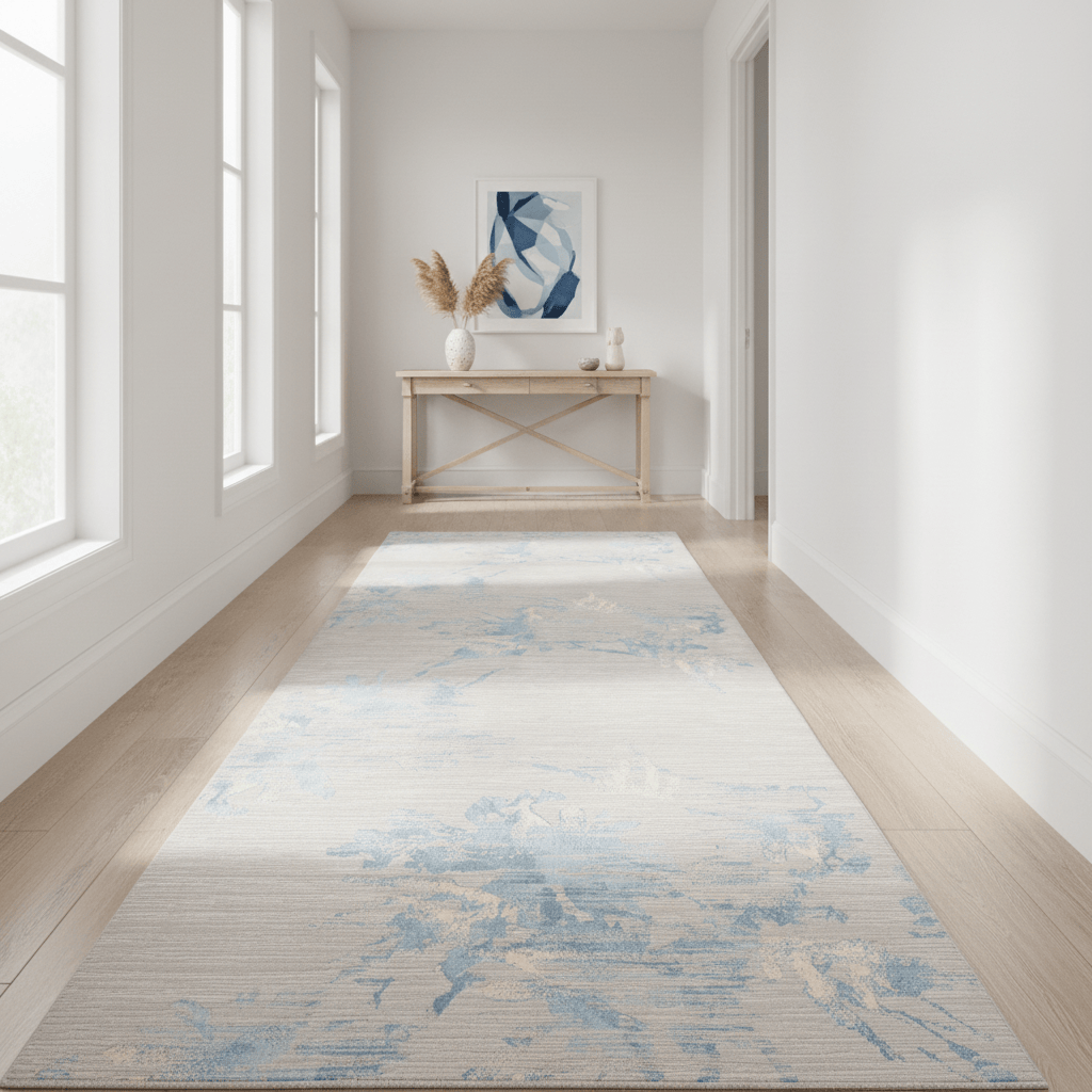 Calvin Klein (Nourison & Home) Designer Rugs Runner 69 cm by 221 cm (2 ft 3 in by 7 ft 3 in) / Grey Sky CALVIN KLEIN ENCHANTING ECH01 AREA RUG by Nourison