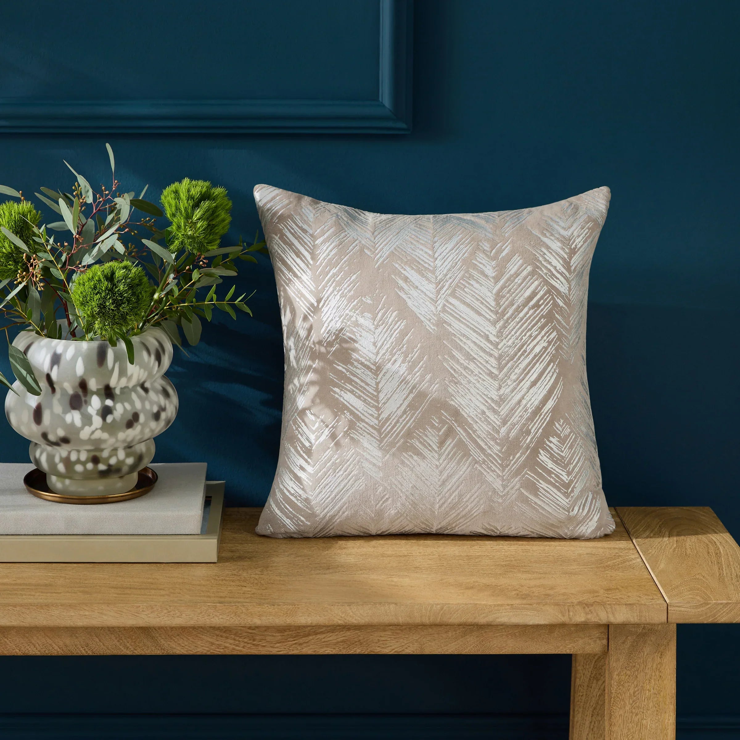 Clarke & Clarke Cushions FOLIUS FOIL PRINTED VELVET CUSHION SILVER by Clarke & Clarke