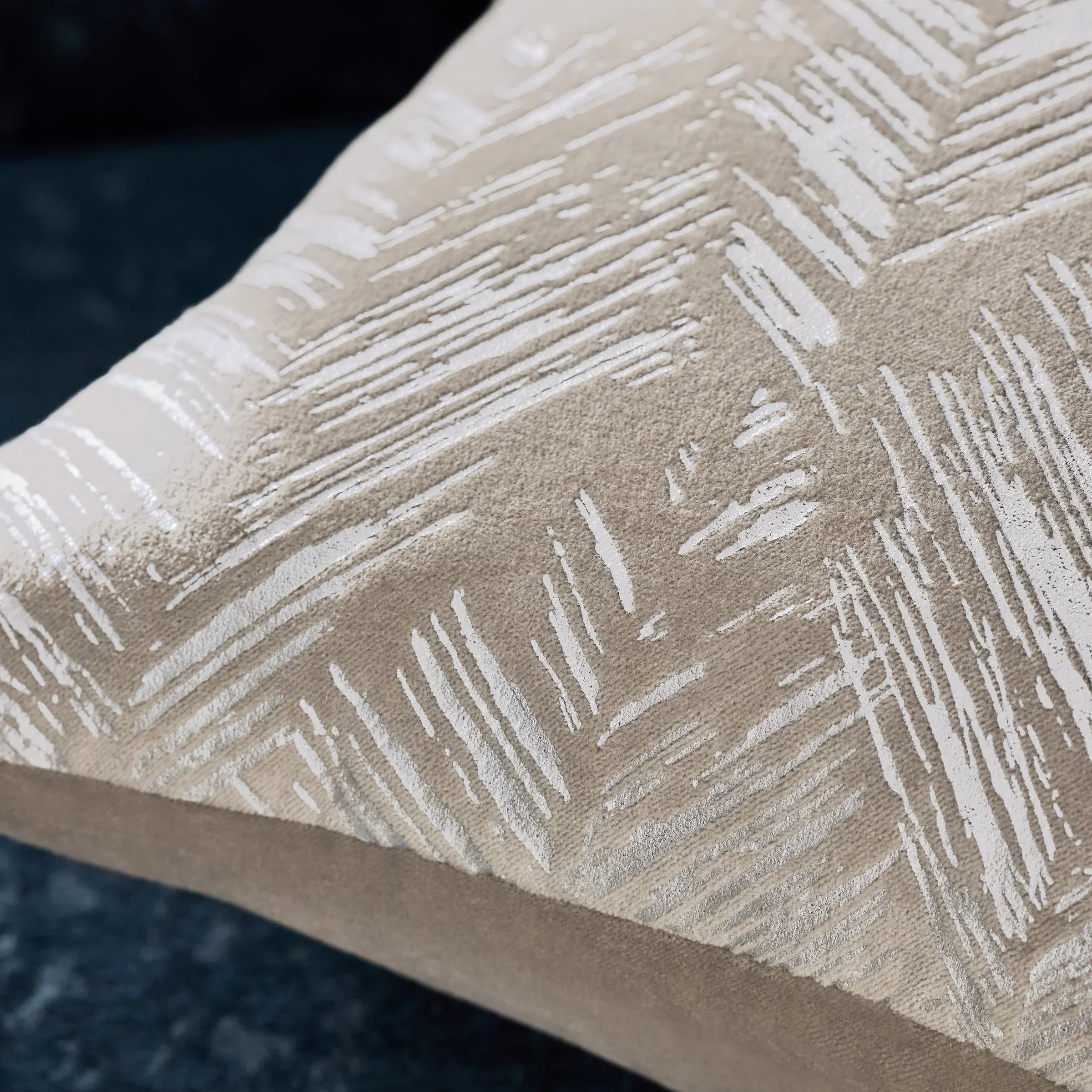 Clarke & Clarke Cushions FOLIUS FOIL PRINTED VELVET CUSHION SILVER by Clarke & Clarke