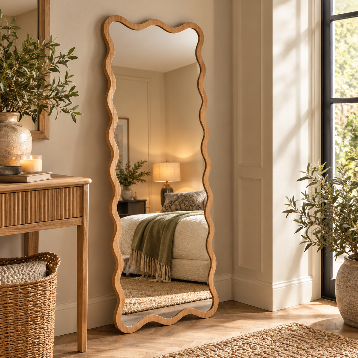 WIGGLE LEANER MIRROR – OAK Curated by simply Hazel