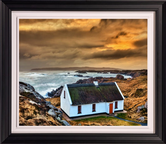 DONEGAL COTTAGE FRAMED PRINT – BLACK FRAME | House of Irish Art