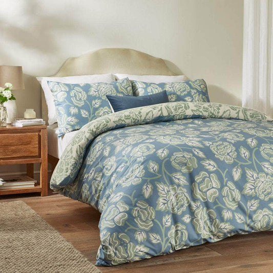 Duvet Day (Riva Home) Bedspread Duvet Day Camellia Printed Soft Touch Duvet Cover Set French Blue