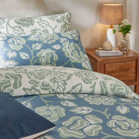 Duvet Day (Riva Home) Bedspread Duvet Day Camellia Printed Soft Touch Duvet Cover Set French Blue