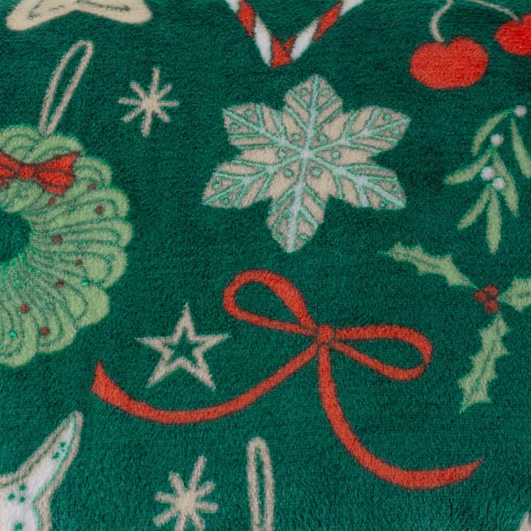 Duvet Day (Riva Home) Christmas Decorations ☕ Festive Treats Printed Fleece Throw – Emerald by Duvet Day