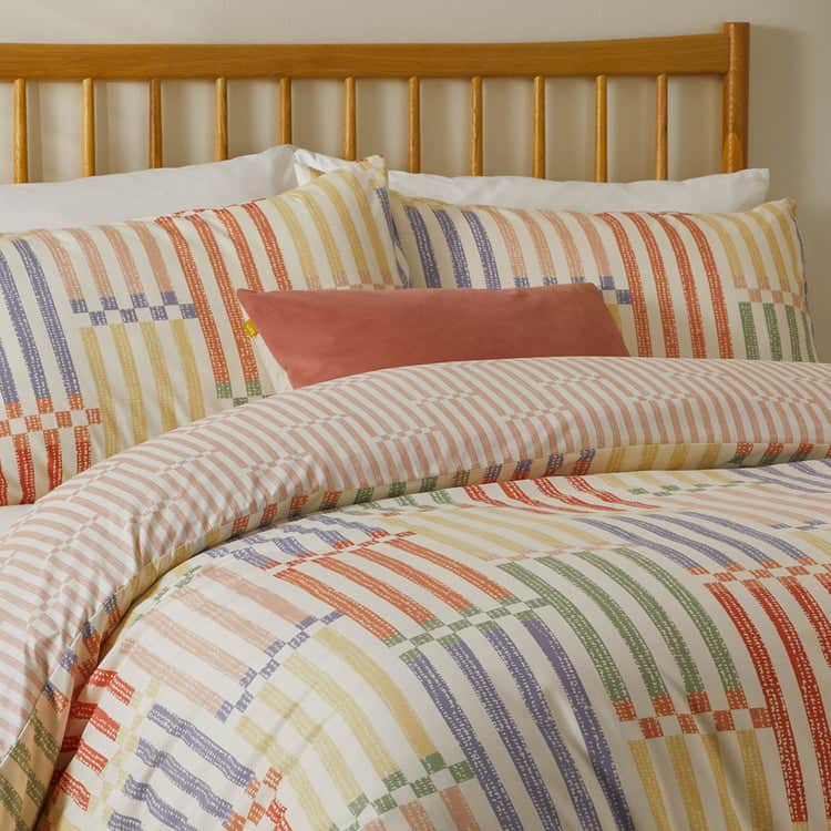 Duvet Day (Riva Home) Duvet Cover set MADISON STRIPE PRINTED SOFT TOUCH DUVET COVER SET MULTI/APRICOT by Duvet Day