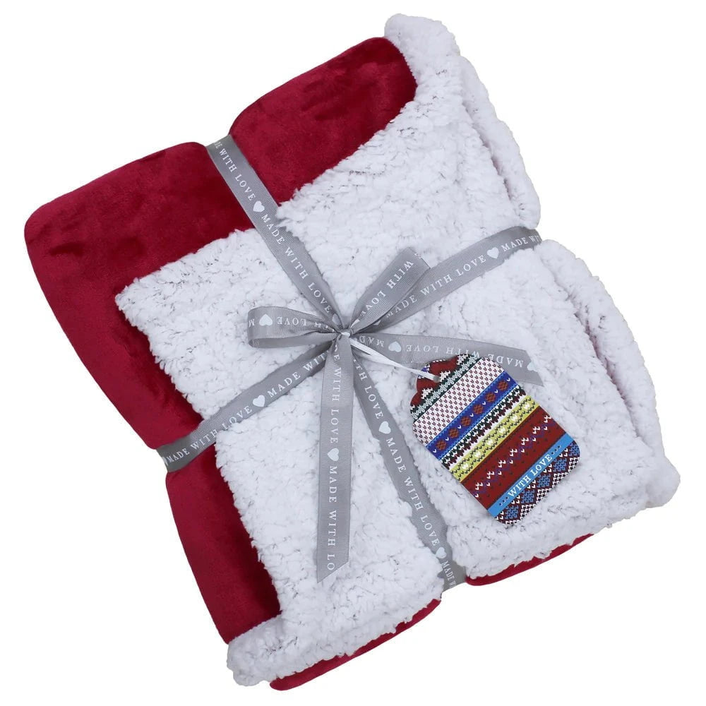 Essentials (Riva Home) Throw LUX SHERPA FLEECE THROW – CHARCOAL | RED by Essentials