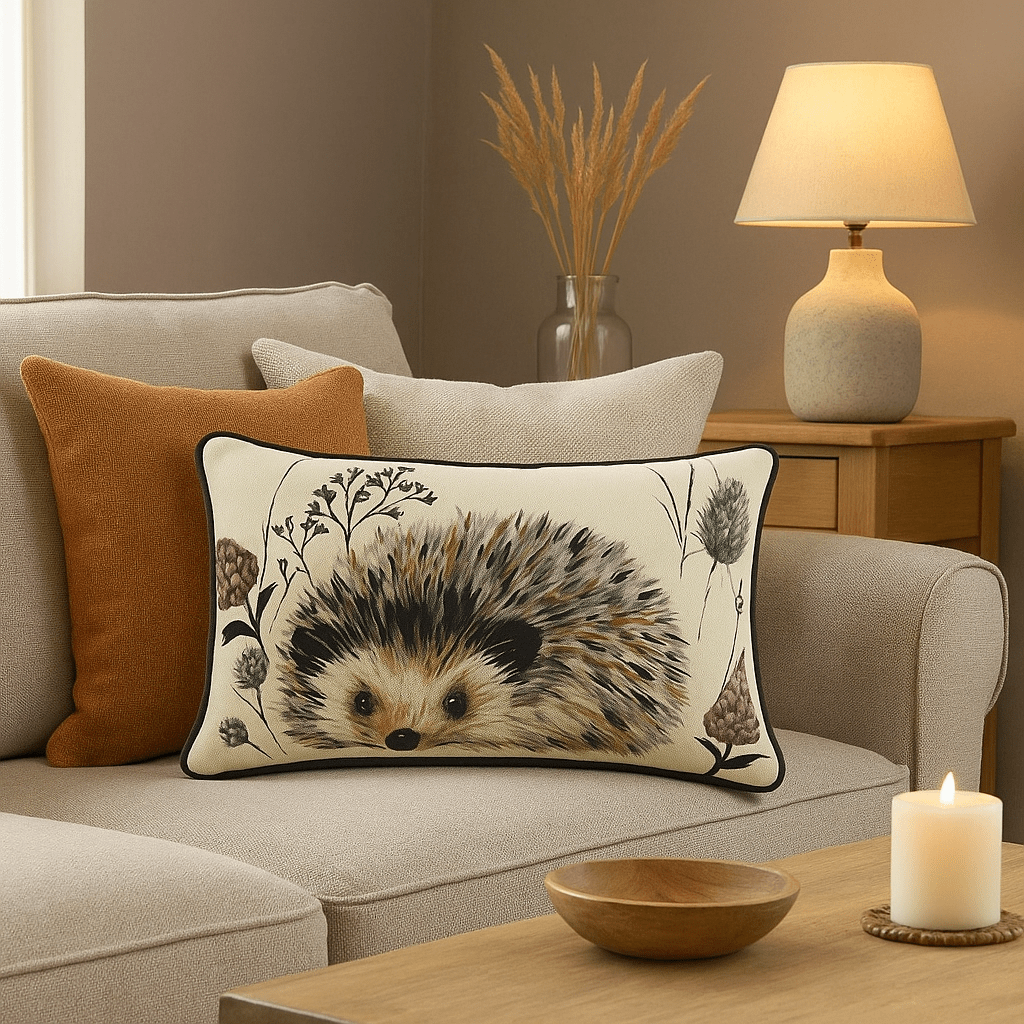 Evans Litchfield (Riva Home) Evans Lichfield Cushion Elwood Hedgehog Cushion – Black/Cream By Evans Litchfield