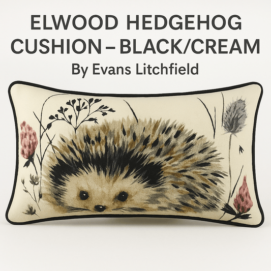 Evans Litchfield (Riva Home) Evans Lichfield Cushion Elwood Hedgehog Cushion – Black/Cream By Evans Litchfield