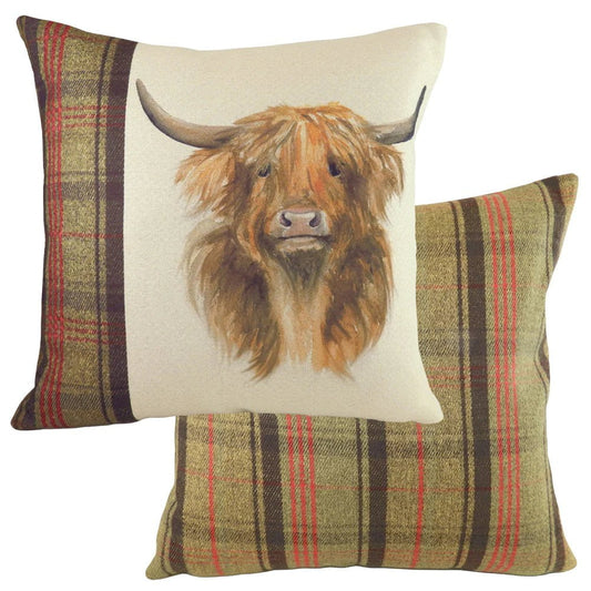 Evans Litchfield (Riva Home) Evans Lichfield Cushion Evans Lichfield Hunter Highland Cow Square Cushion Sand