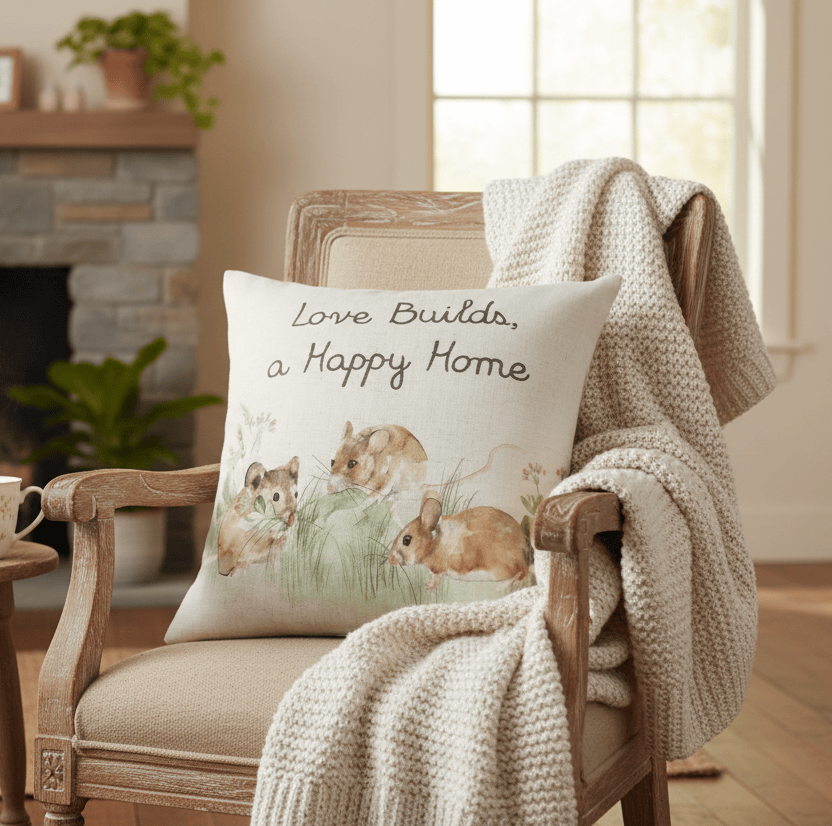 Evans Litchfield (Riva Home) Evans Lichfield Cushion HEDGEROW MICE CUSHION ECRU by Evans Lichfield