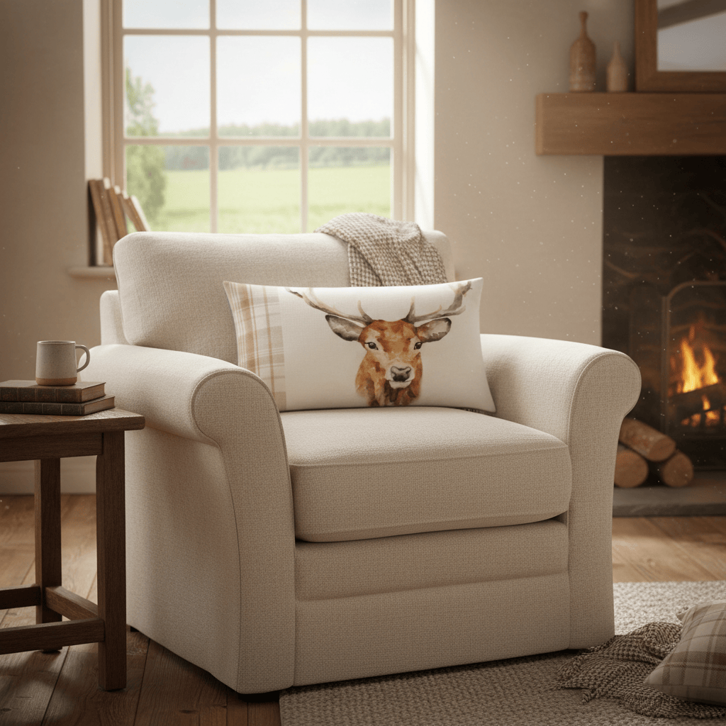 Evans Litchfield (Riva Home) Evans Lichfield Cushion 🦌 Hunter Stag Rectangular Cushion – Natural by Evans Litchfield