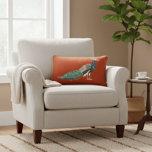 Evans Litchfield (Riva Home) Evans Lichfield Cushion Premium Peacock Rectangular feather filled Cushion in Sunset by Evans Lichfield
