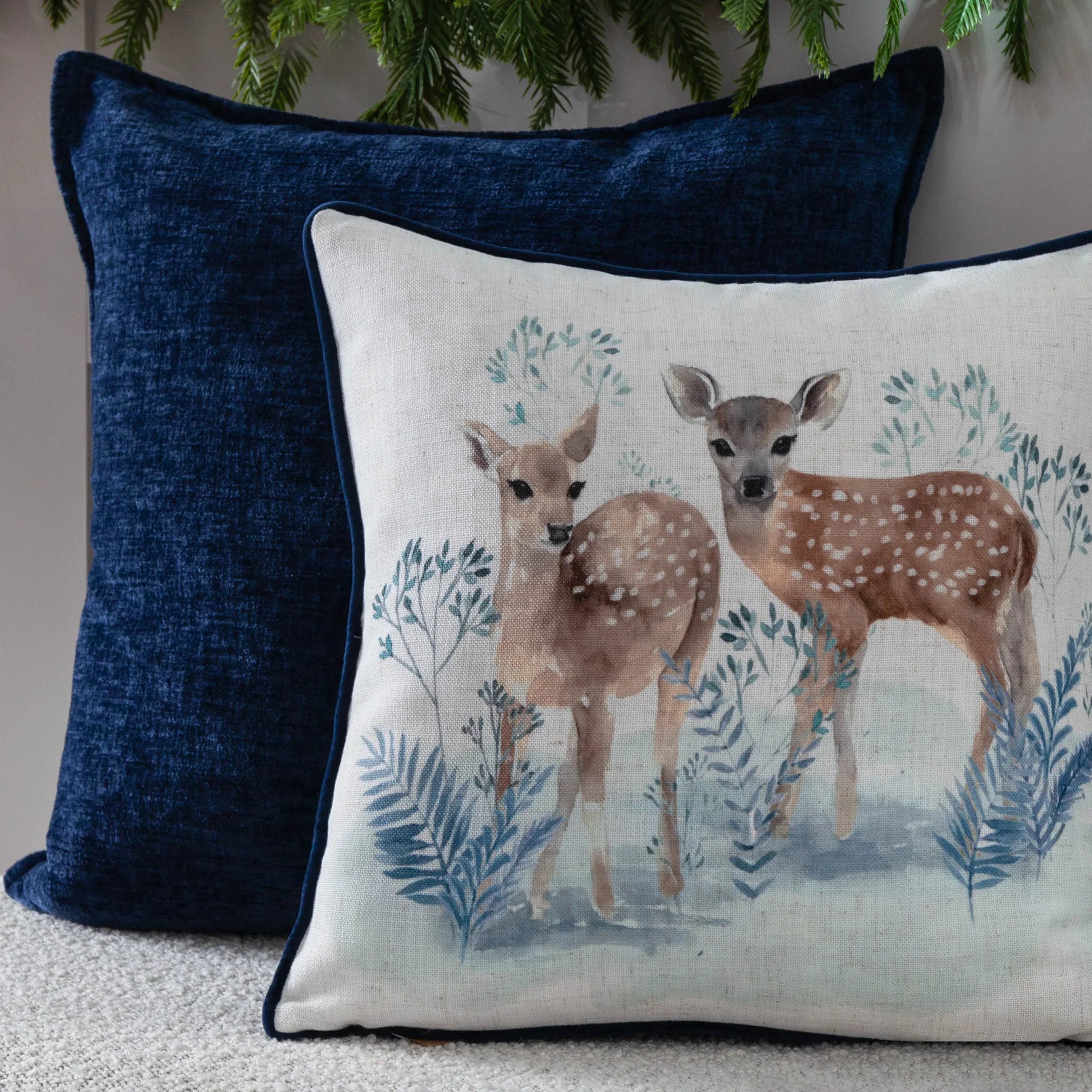 Evans Litchfield (Riva Home) Evans Lichfield Cushion WINTER FAWNS PRINTED CUSHION MULTI by Evans Lichfield
