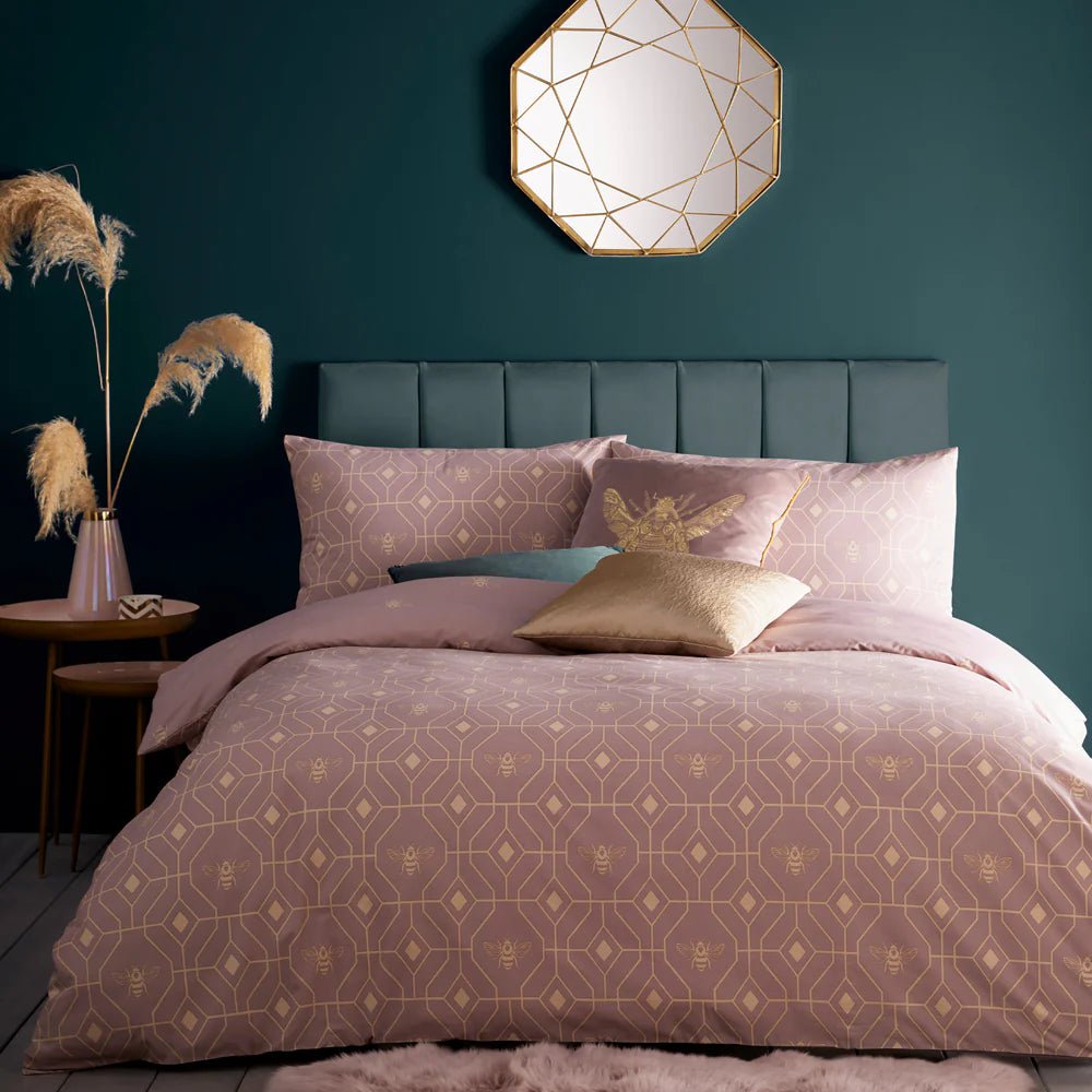 furn Interior Design Range Single Duvet set / Blush Bee Deco Geometric Duvet Cover Set - 4 colour variants