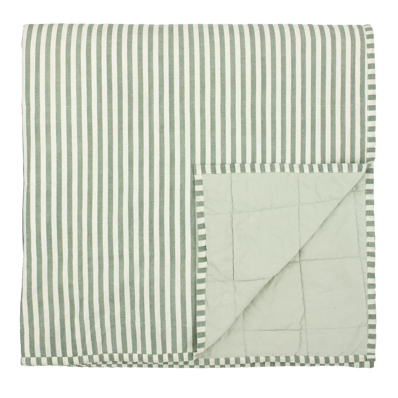 Furn (Riva Home) Bedspread 150cm x 200cm / Forest/Bay Green HEBDEN MELANGE STRIPE COTTON BEDSPREAD by Yard