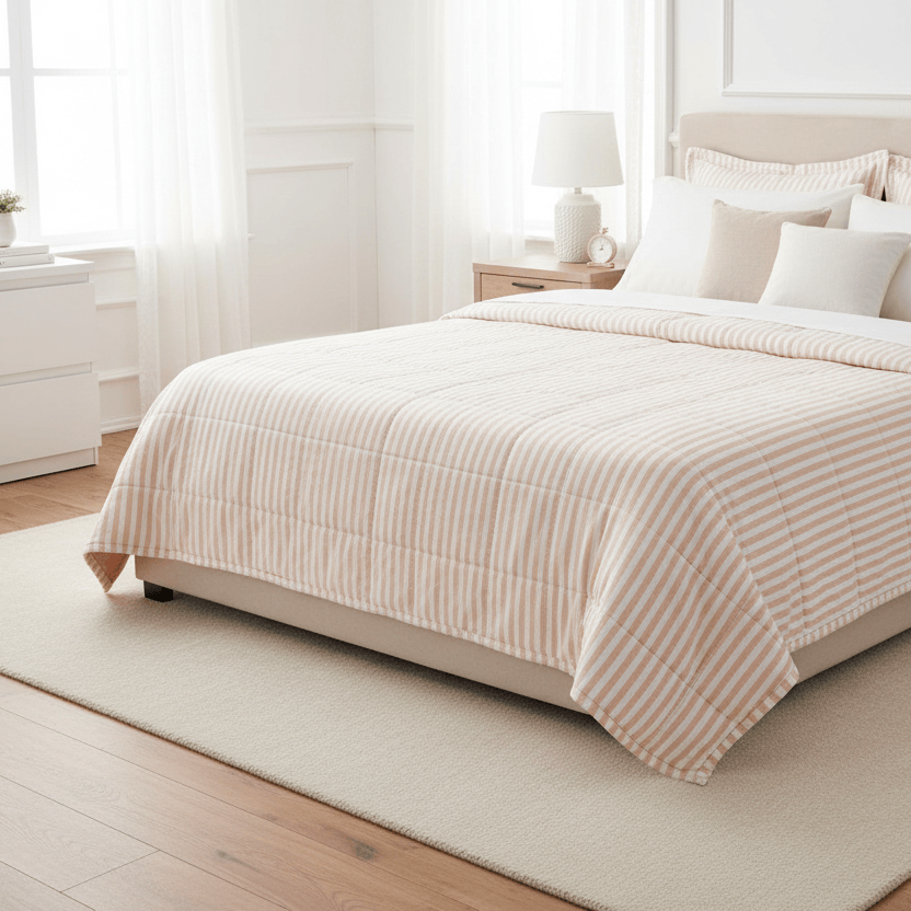 Furn (Riva Home) Bedspread HEBDEN MELANGE STRIPE COTTON BEDSPREAD by Yard